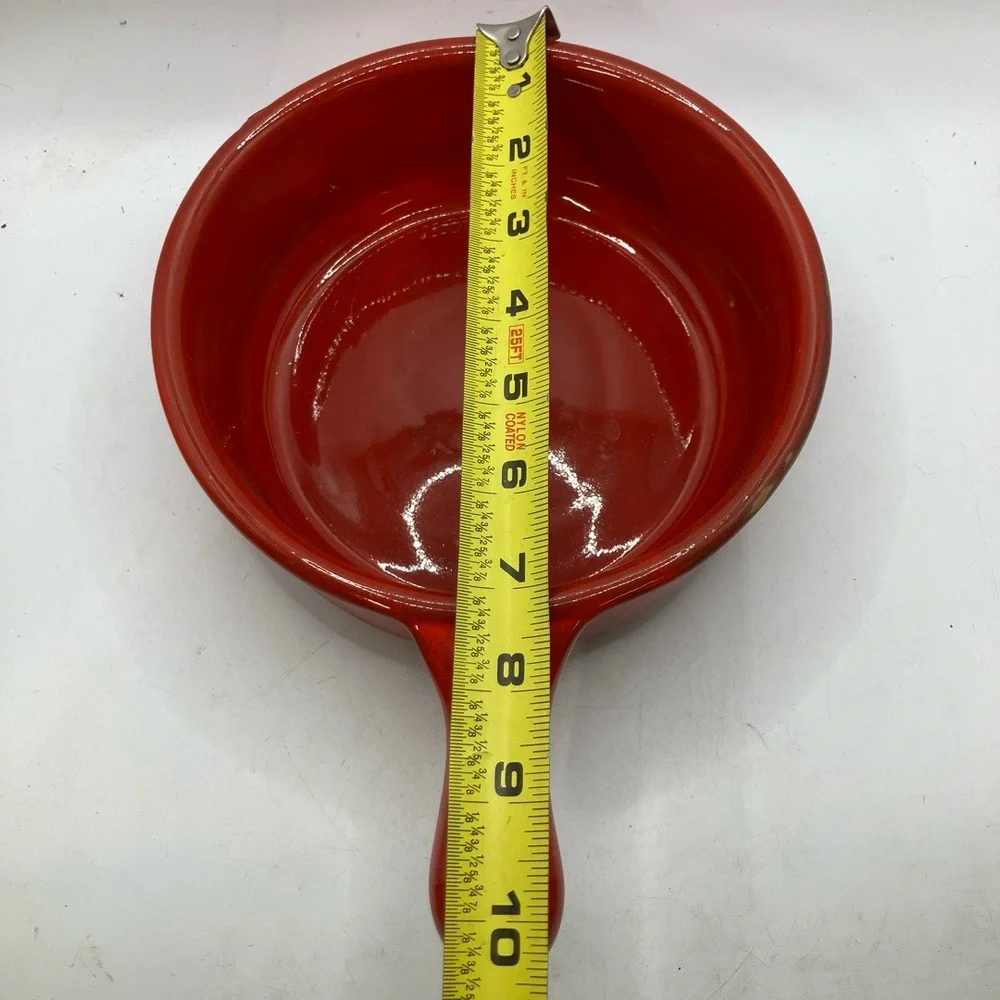 Cookware Casserole Dish Red Ceramic‎ Handle Pan Versatile Bakeware Vintage